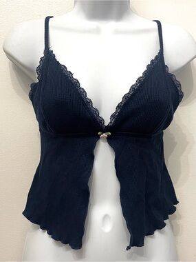 Tilly’s Full Tilt Babydoll Crop Top Cami Navy Trend Y2K style